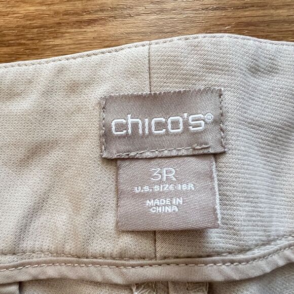 Chico's So Slimming Pants Size 3R (16R) Sophia Slim Ankle Khaki Tan - Picture 5 of 12